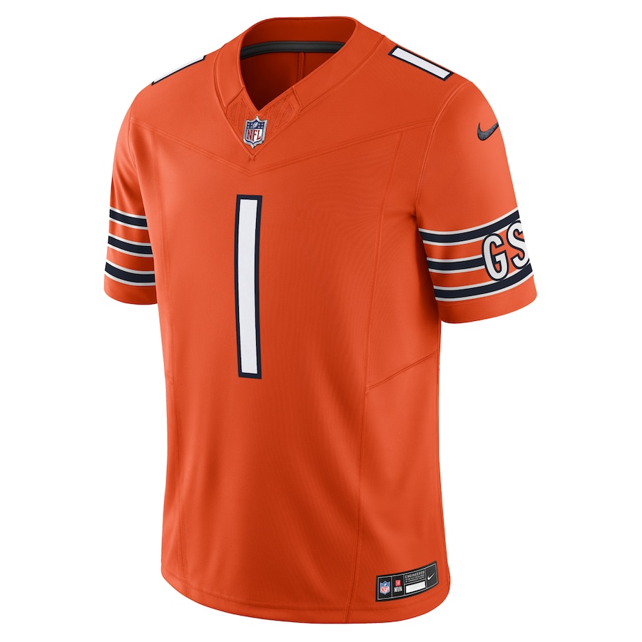 Mens Chicago Bears Justin Fields Orange Vapor F.U.S.E. Limited Jersey