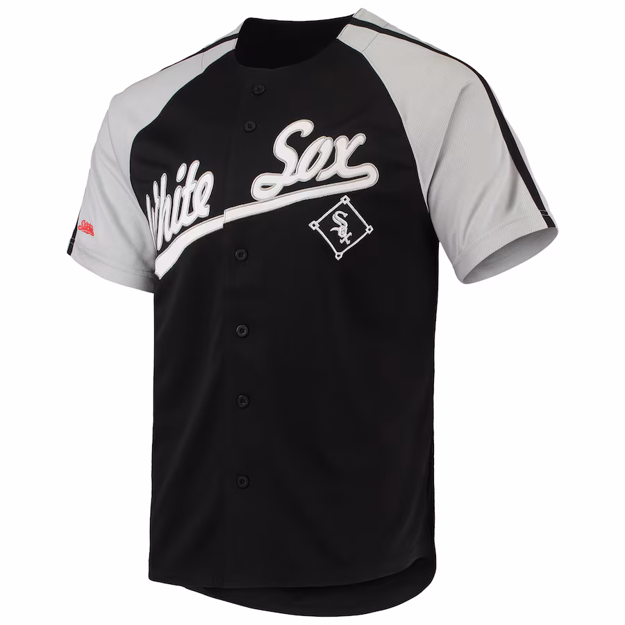 Youth Chicago White Sox Stitches Black Button-Down Raglan Replica Jersey