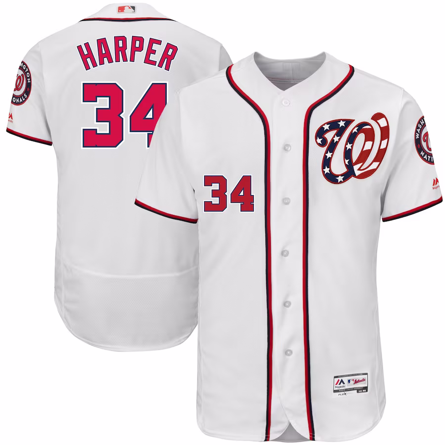 Youth Washington Nationals Bryce Harper Majestic White 2017 Flex Base Authentic Jersey