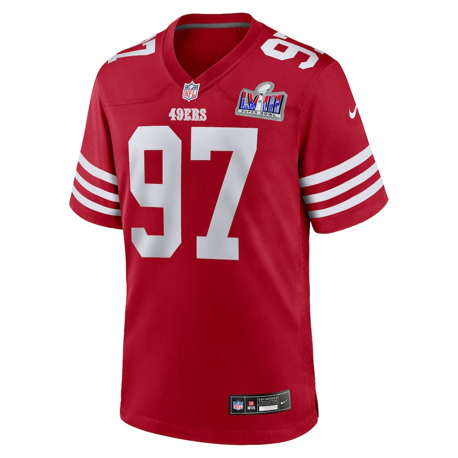 Mens San Francisco 49ers Nick Bosa Scarlet Super Bowl LVIII Game Jersey
