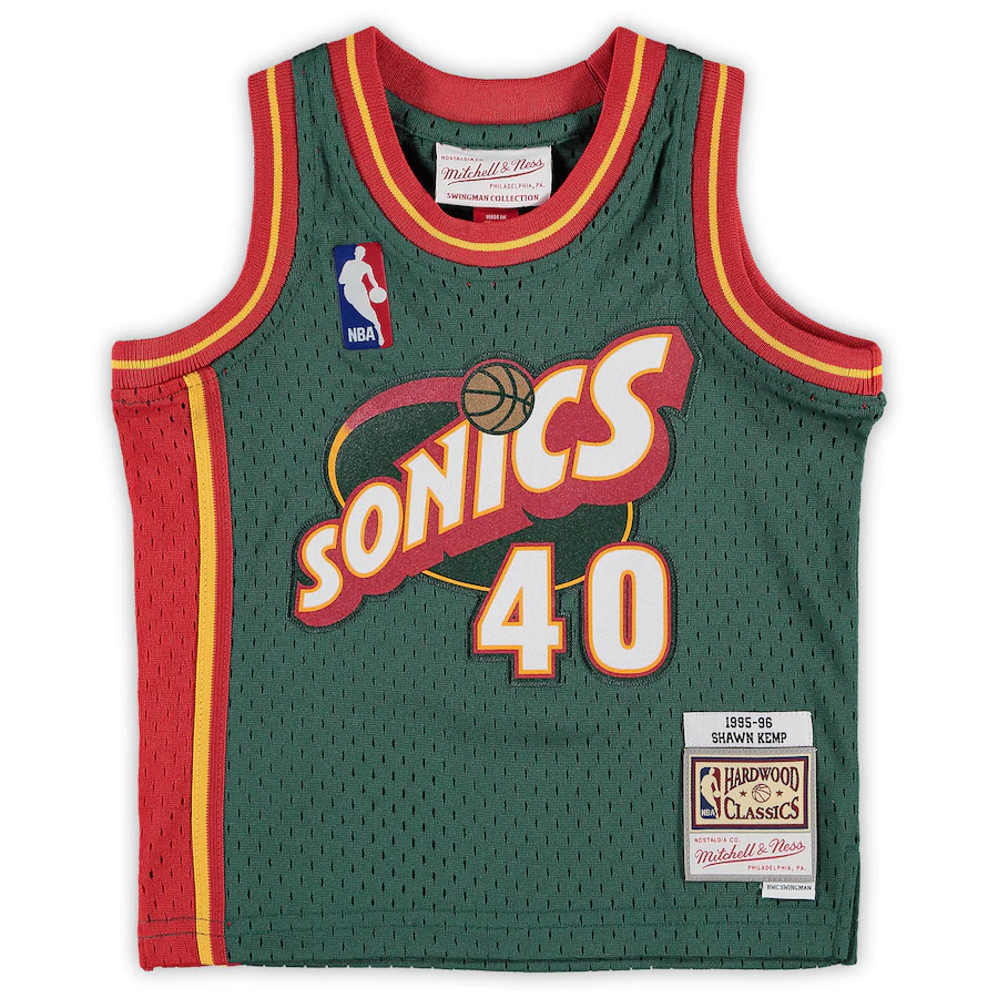 Infant Seattle SuperSonics Shawn Kemp Mitchell & Ness Green 1995/96 Hardwood Classics Retired Player Jersey