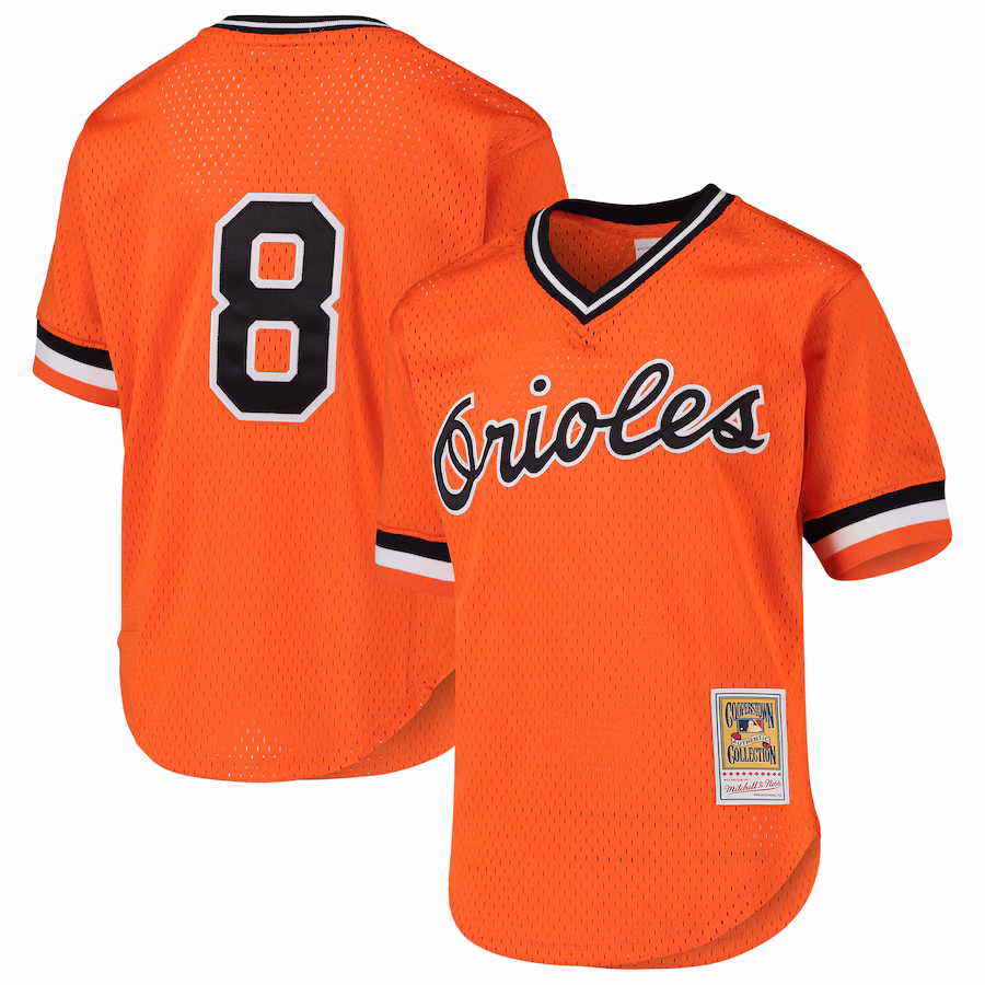 Men's Baltimore Orioles Cal Ripken Jr. Mitchell & Ness Orange Cooperstown Collection Mesh Batting Practice Jersey