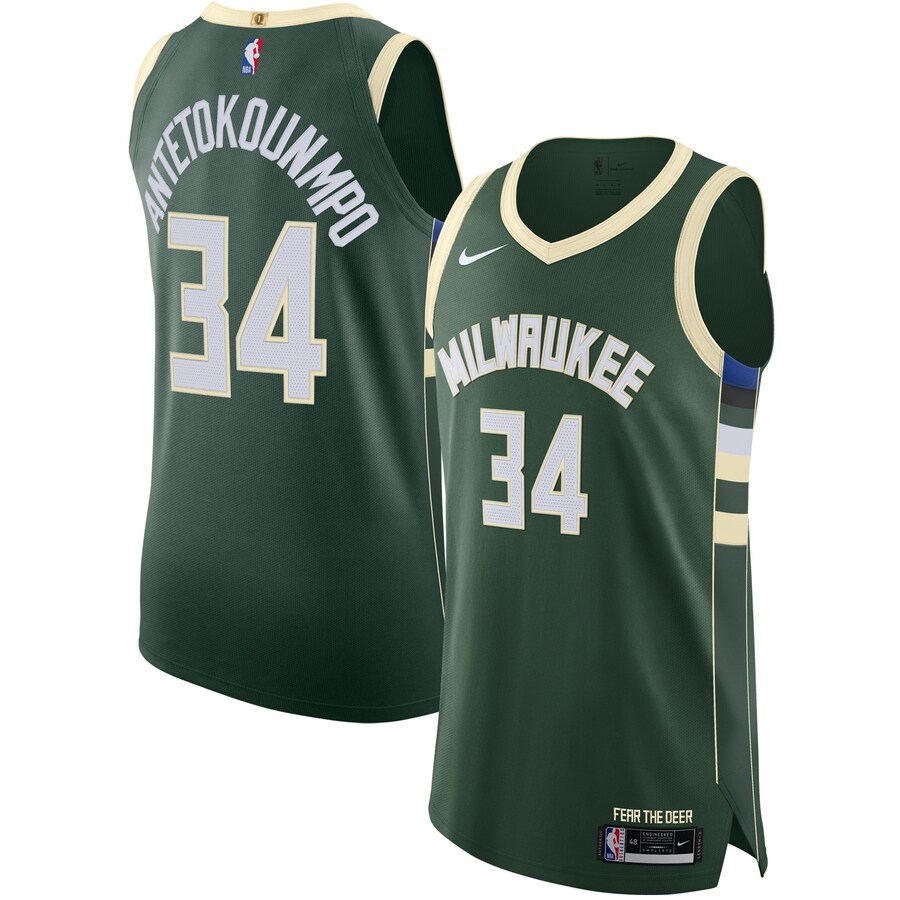 Men's Milwaukee Bucks Giannis Antetokounmpo Hunter Green Authentic Jersey