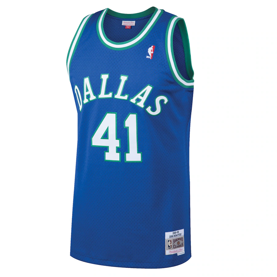 Men's Dallas Mavericks Dirk Nowitzki Mitchell & Ness Blue Hardwood Classics Swingman Jersey