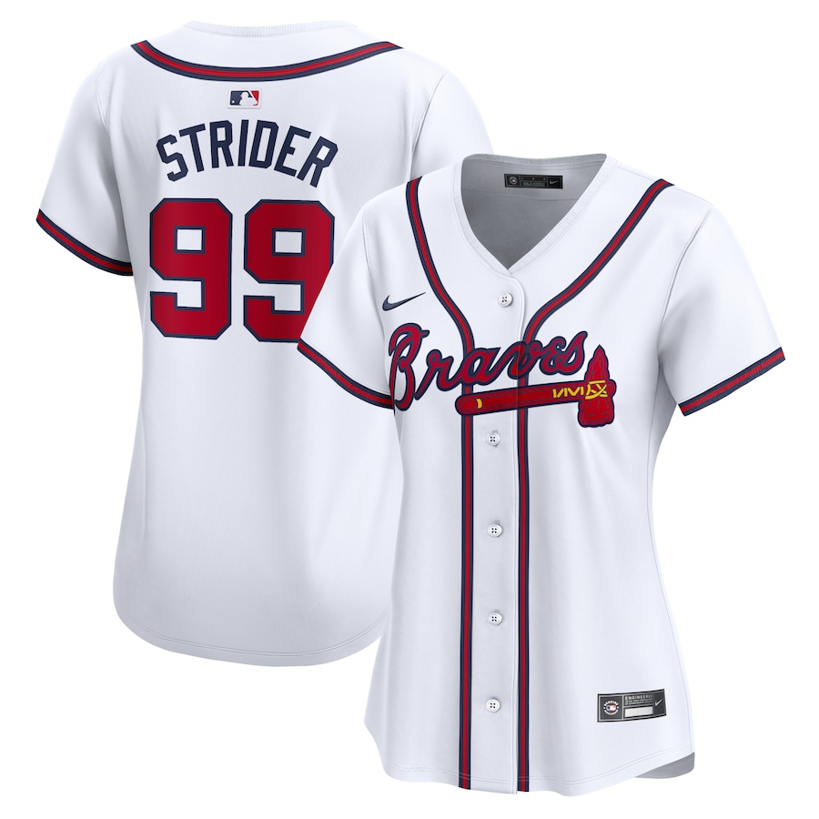Women's Atlanta Braves Spencer Strider White Home Limited Player Jersey