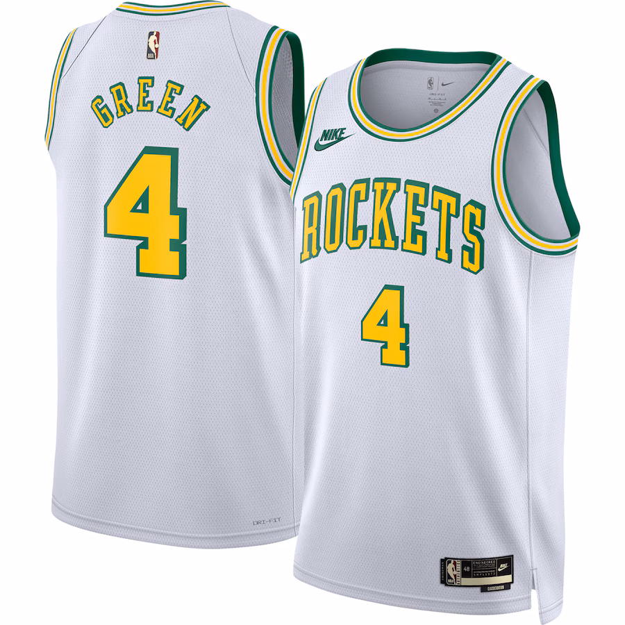 Men's Houston Rockets Jalen Green Nike White Swingman Jersey - Classic Edition