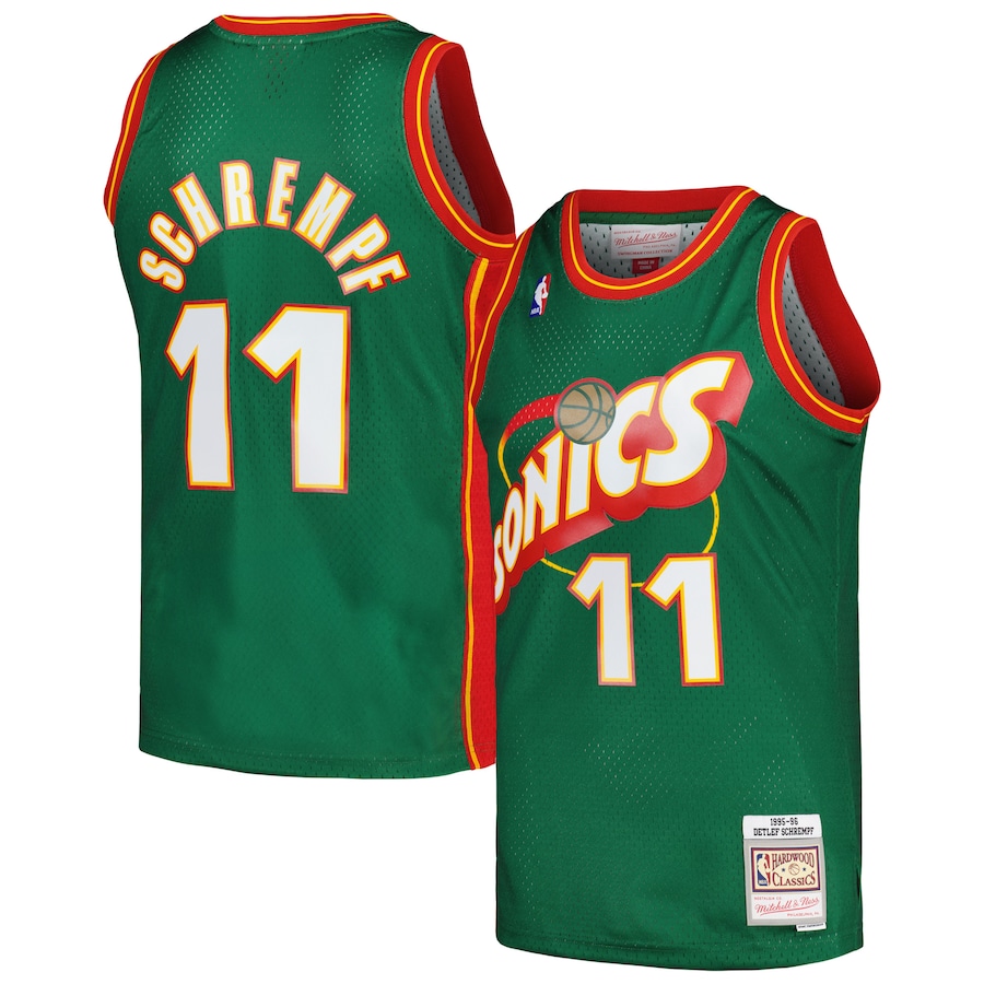 Men's Seattle SuperSonics Detlef Schrempf Mitchell & Ness Green Hardwood Classics Swingman Jersey