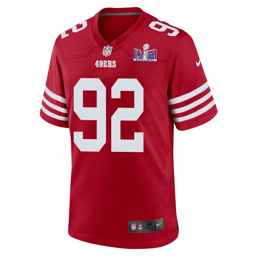 Chase Young 92 Signed San Francisco 49ers Super Bowl LVIII Game Men Jersey - Scarlet