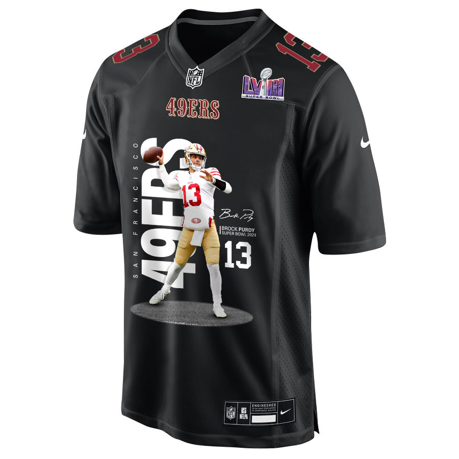 Brock Purdy 13 San Francisco 49ers Throwing Ball Signed Fashion Game Men Jersey - Carbon Black