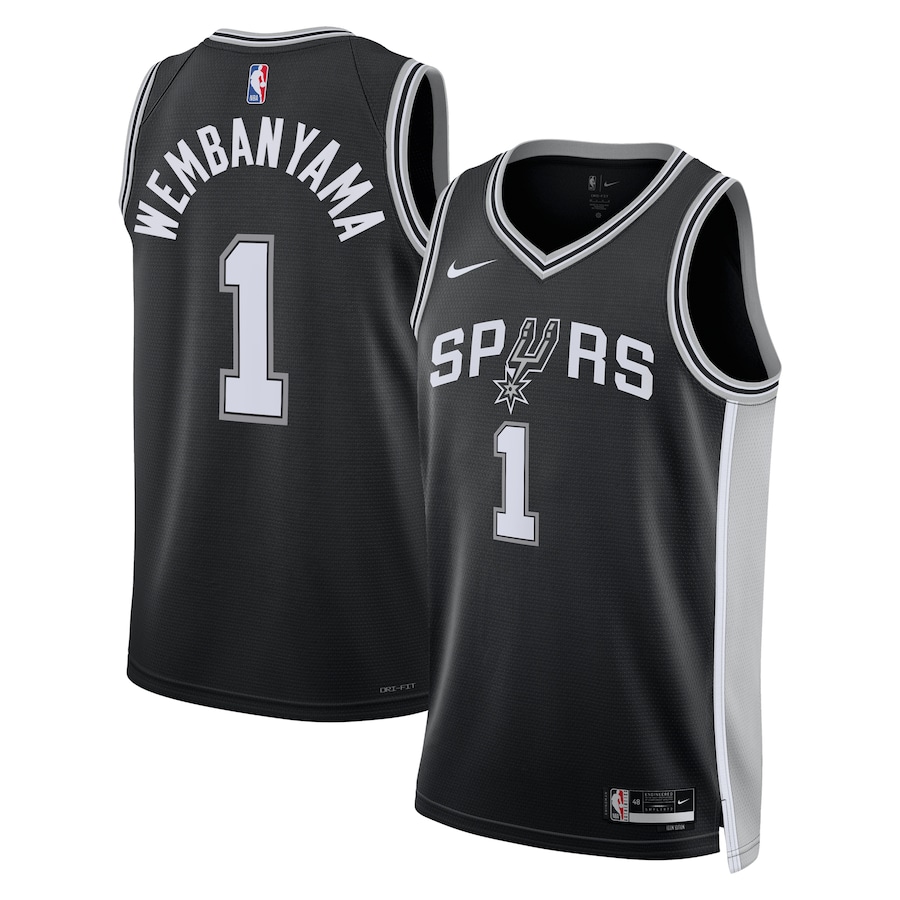 Unisex San Antonio Spurs Victor Wembanyama Black 2023 NBA Draft First Round Pick Jersey