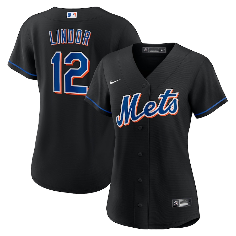 Women's New York Mets Francisco Lindor Black 2022 Alternate Replica Player Jersey