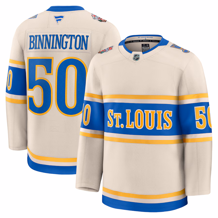 Jordan Binnington St. Louis Blues Fanatics 2025 NHL Winter Classic Premium Player Jersey - Cream