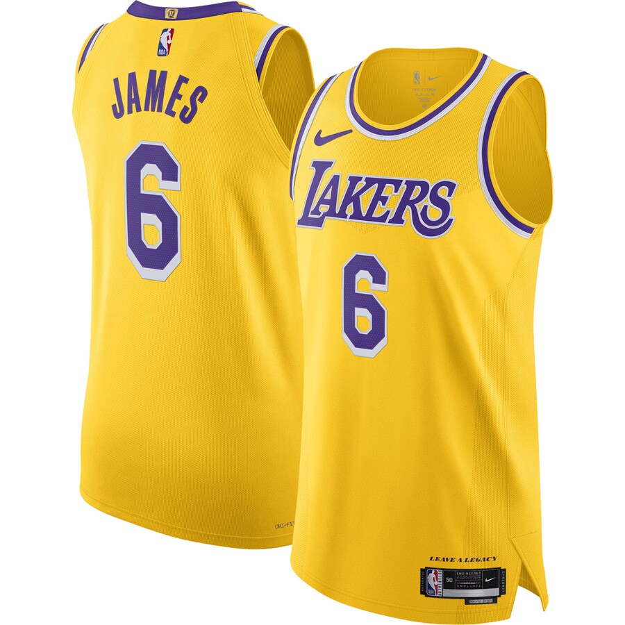 Men's Los Angeles Lakers LeBron James Nike Gold Authentic Jersey - Association Edition