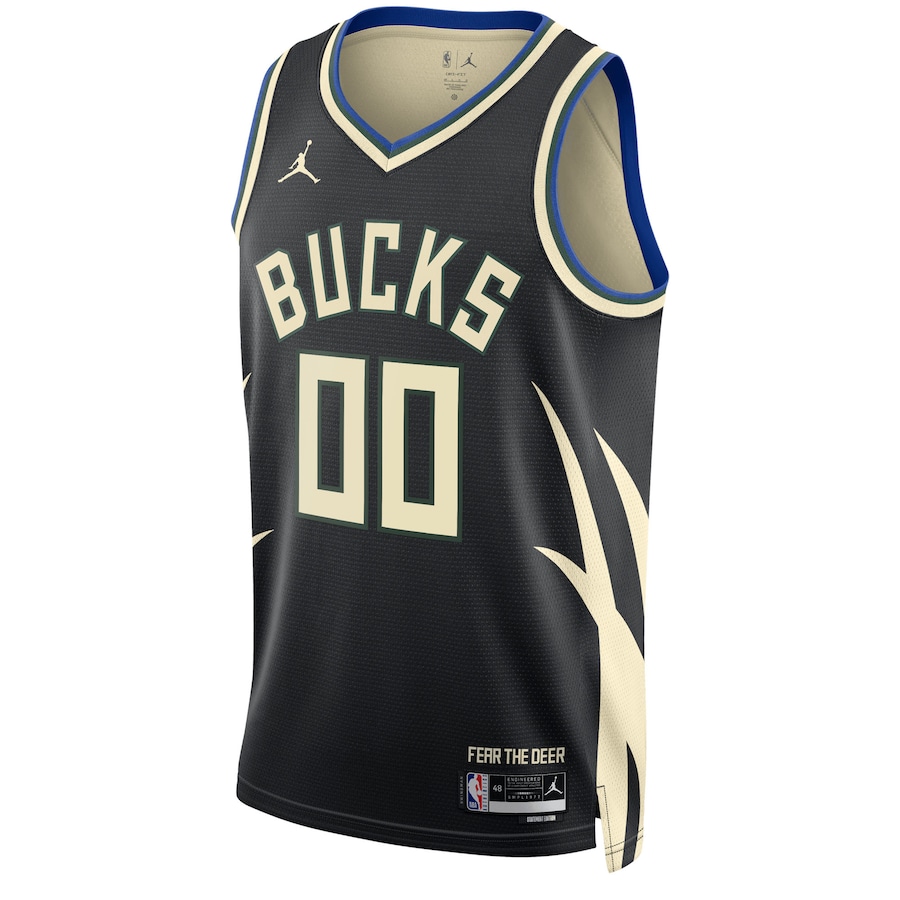 Unisex NBA Milwaukee Bucks Jordan Brand Black 2022/23 Swingman Custom Jersey - Statement Edition