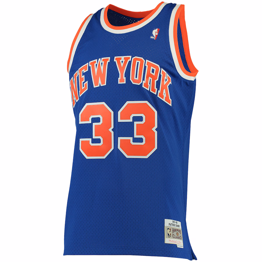 Men's New York Knicks Patrick Ewing Mitchell & Ness Blue Big & Tall Hardwood Classics Jersey