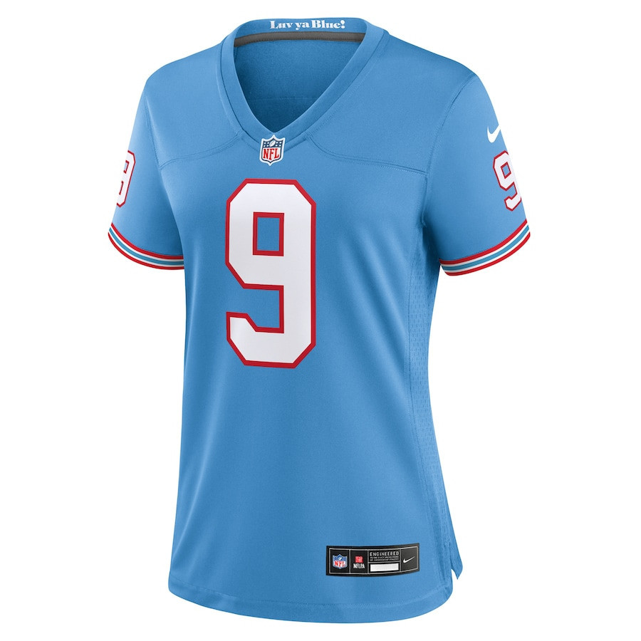 Steve McNair 9 Tennessee Titans Women Oilers Throwback Retired Game Jersey - Light Blue