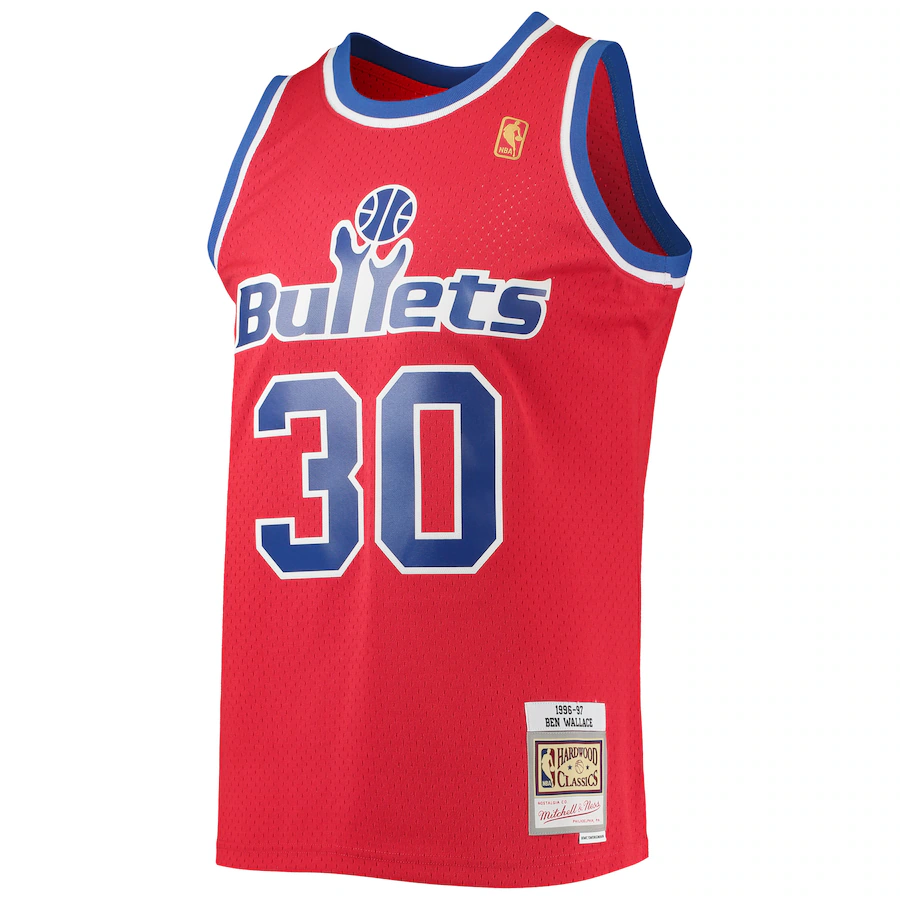 Men's Washington Bullets Ben Wallace Mitchell & Ness Red 1996-97 Hardwood Classics Swingman Jersey
