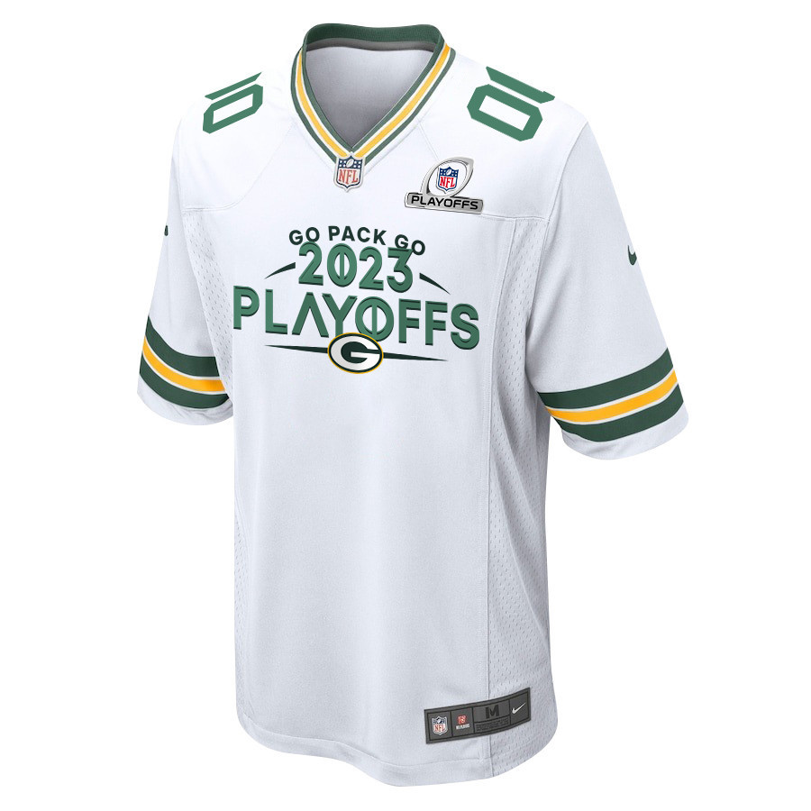 Green Bay Packers Go Pack Go 2023 Playoffs Ready Game Men Custom Jersey - White