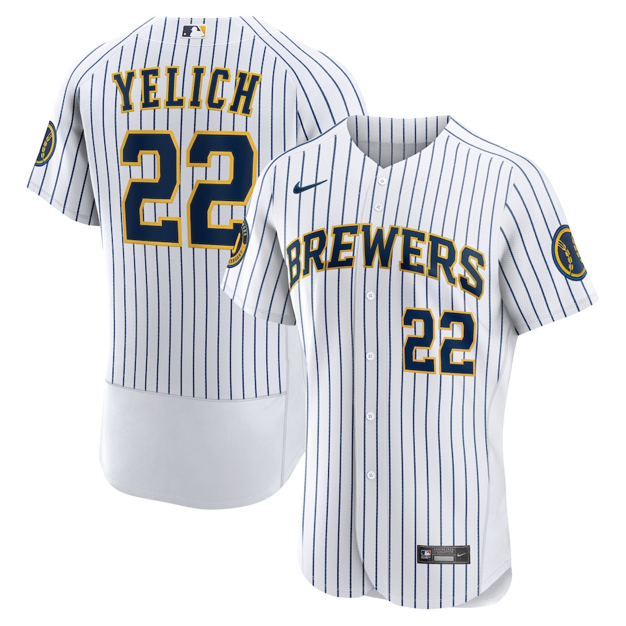Men's Milwaukee Brewers Christian Yelich White Alternate Authentic Player Jersey