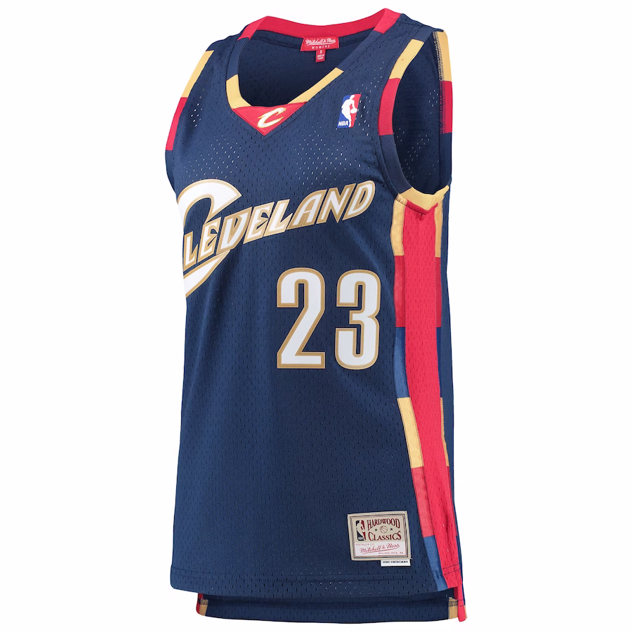 Women's Cleveland Cavaliers LeBron James Mitchell & Ness Navy Hardwood Classics Swingman Jersey