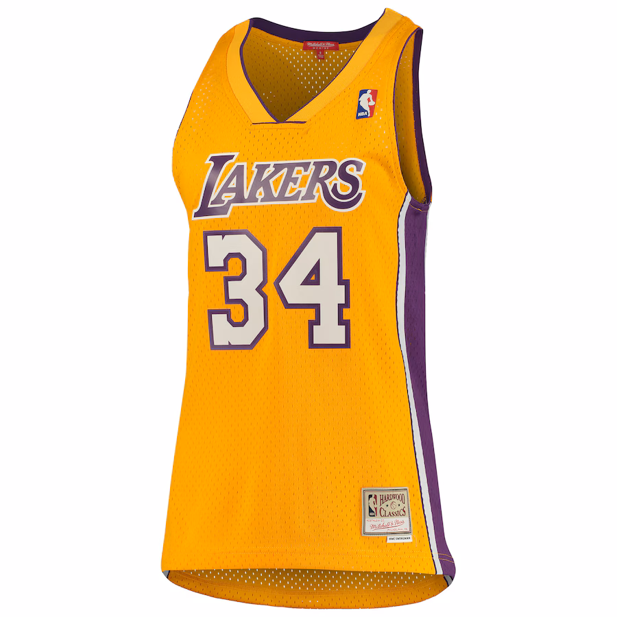 Women's Los Angeles Lakers Shaquille O'Neal Mitchell & Ness Gold 1999-00 Hardwood Classics Swingman Jersey