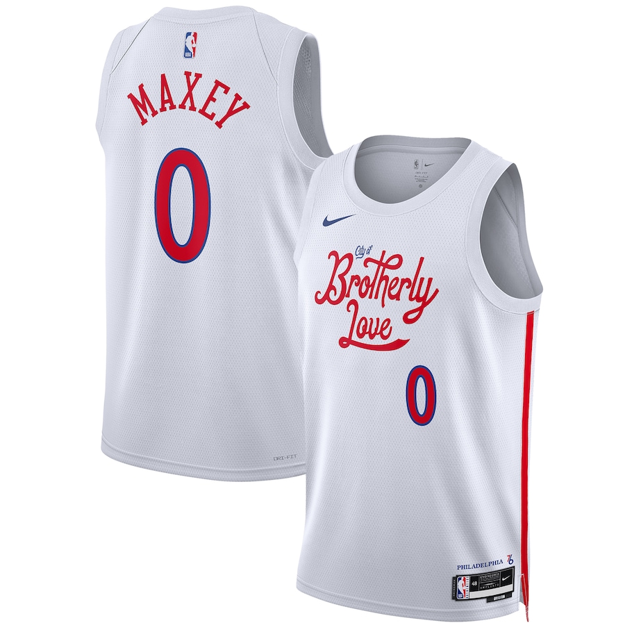 Unisex Philadelphia 76ers Tyrese Maxey Nike White 2022/23 Swingman Jersey - City Edition
