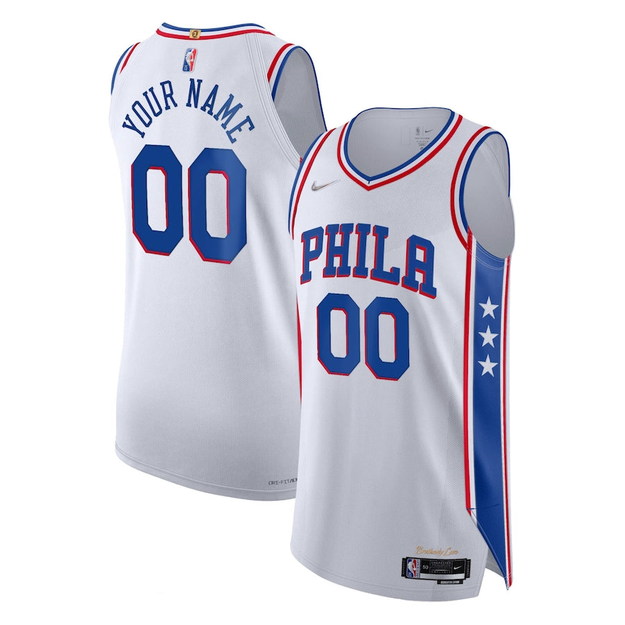 Mens Philadelphia 76ers White 2021/22 Diamond Authentic Custom Jersey