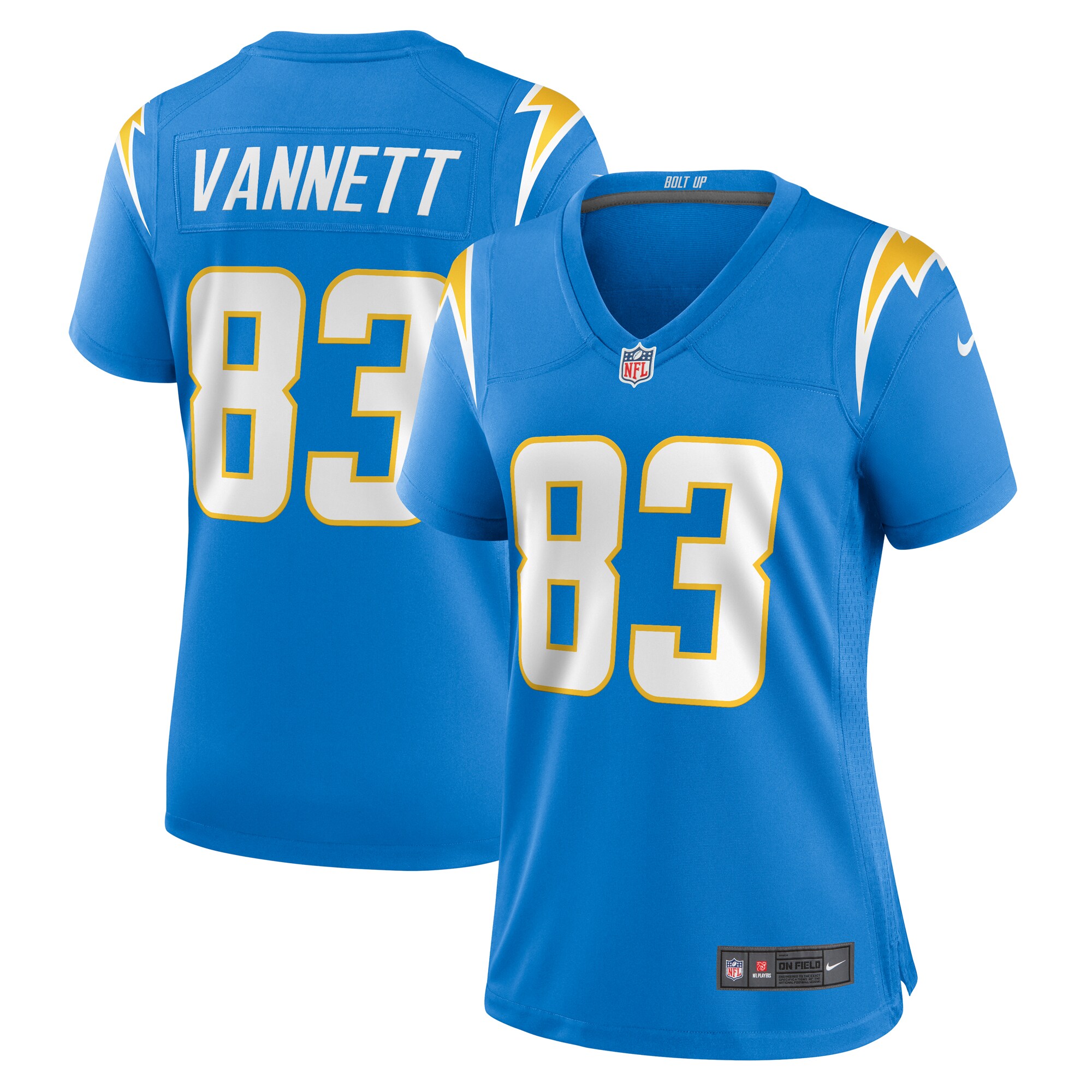 Nick Vannett Los Angeles Chargers Women's Team Game Jersey - Powder Blue