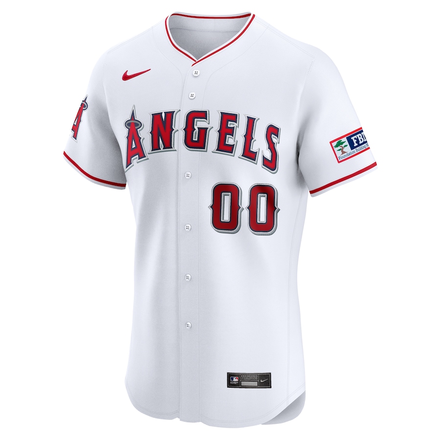 Men's Los Angeles Angels White Home Elite Pick-A-Player Retired Roster Patch Jersey