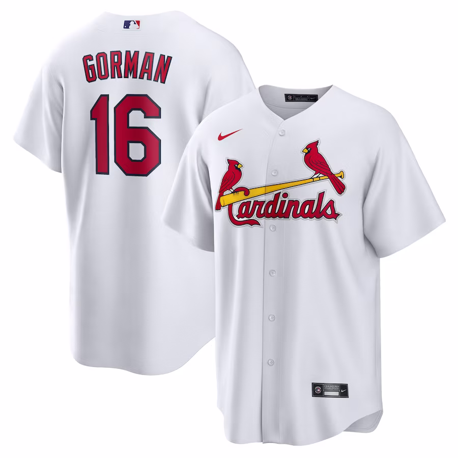 Women's St. Louis Cardinals Nolan Gorman Nike White Home Replica Jersey