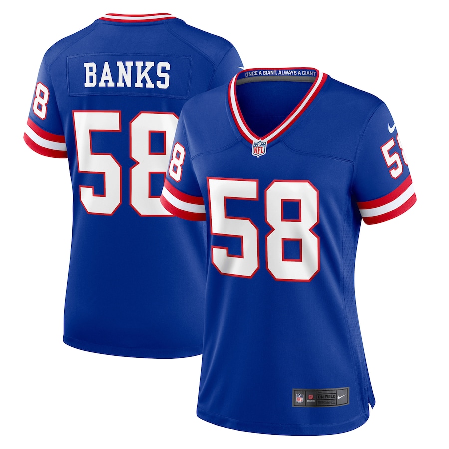 Womens New York Giants Carl Banks Royal Classic Retired Player Game Jersey