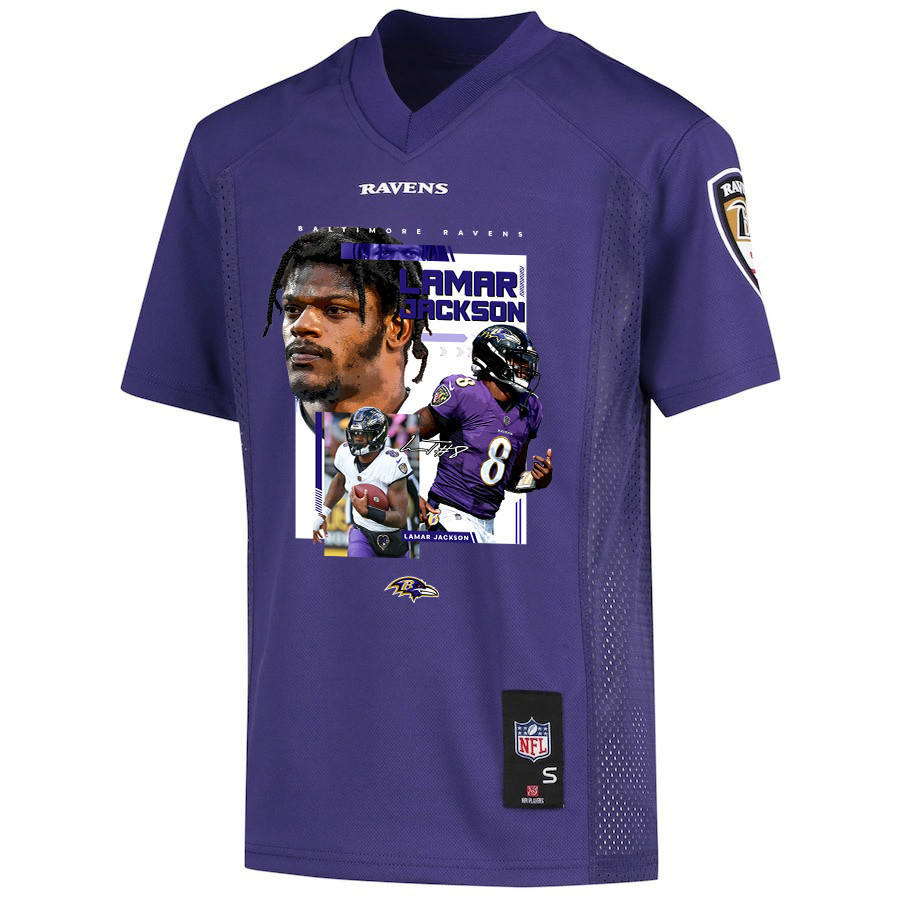 Lamar Jackson 8 Baltimore Ravens Cobra Jackson Game YOUTH Jersey - Purple