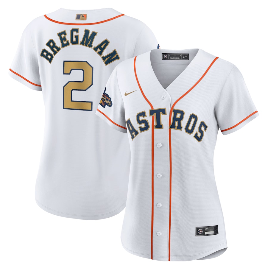 Women's Houston Astros Alex Bregman White/Gold 2023 Gold Collection Replica Player Jersey