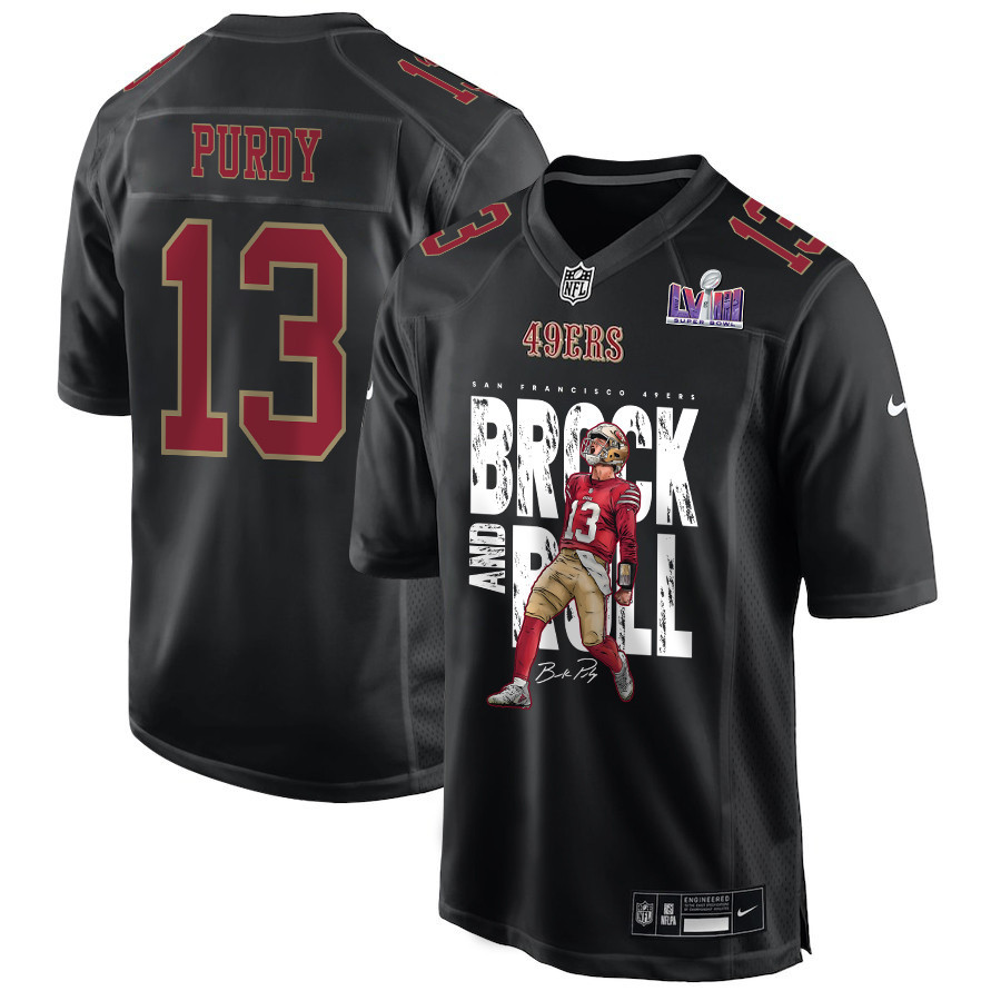 Brock Purdy 13 Signed Brock And Roll Fashion Game Men Jersey - Carbon Black