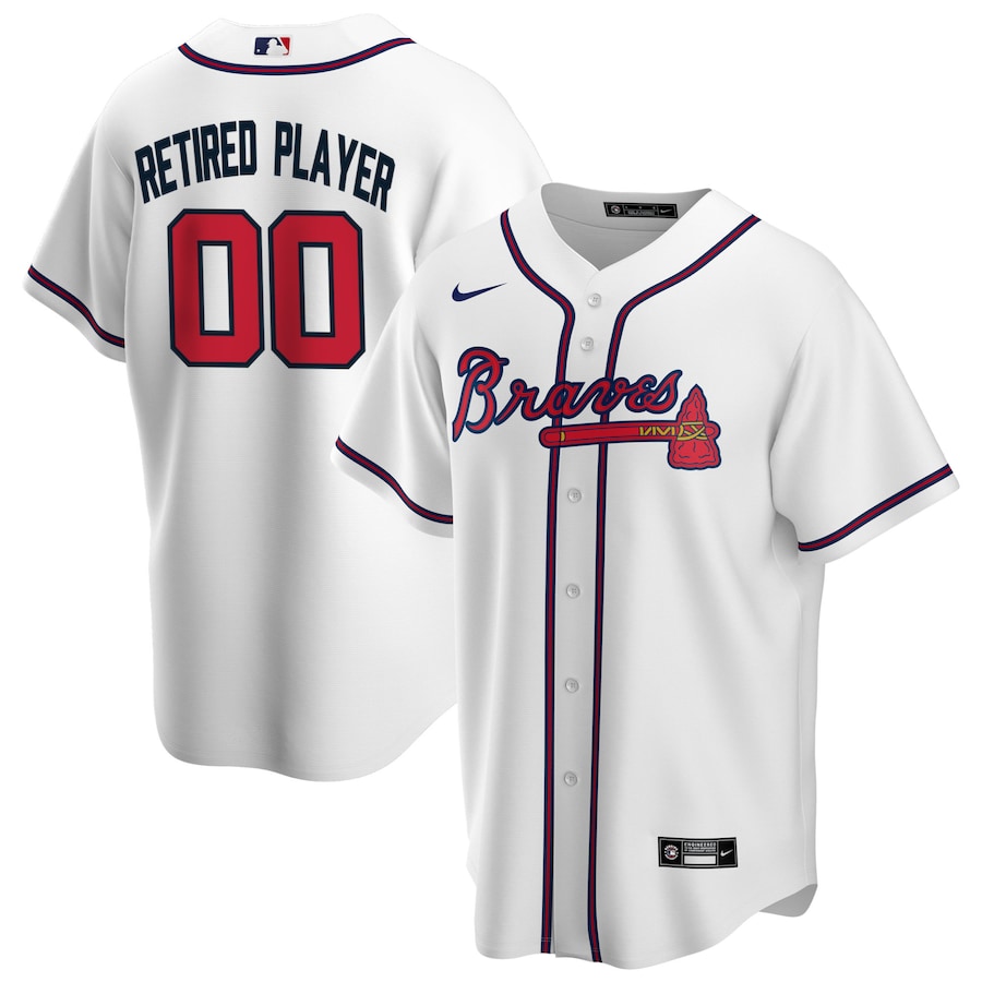 Men's Atlanta Braves White Home Pick-A-Player Retired Roster Replica Jersey