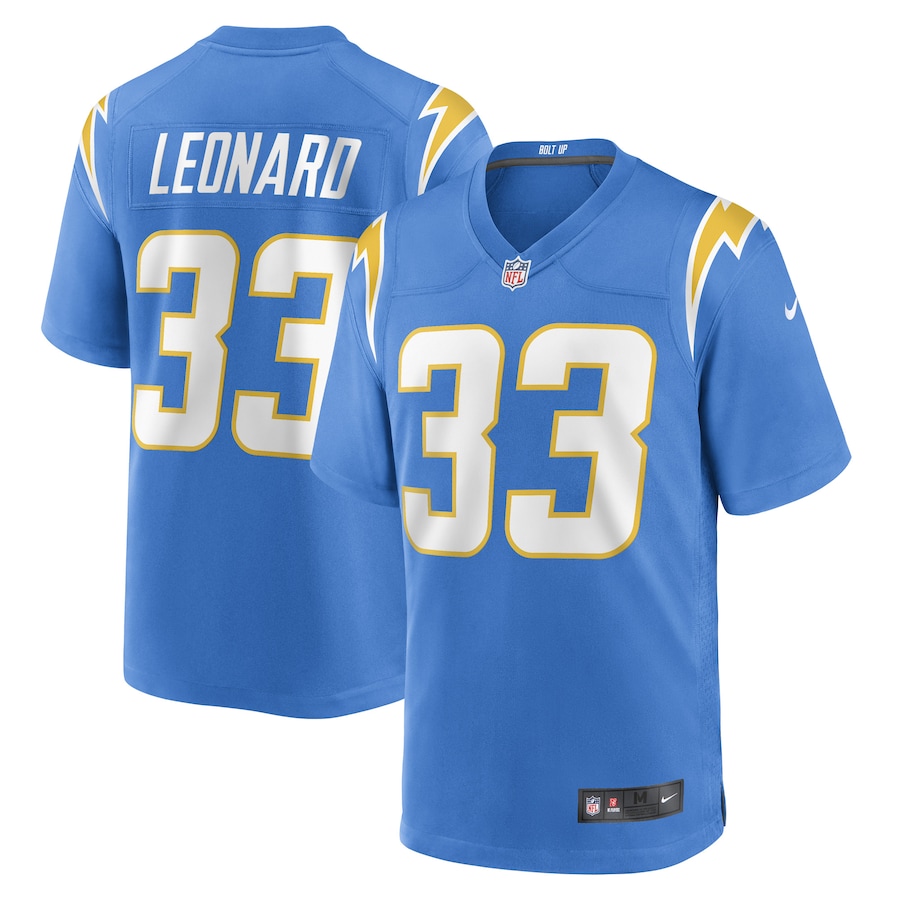 Mens Los Angeles Chargers Deane Leonard Powder Blue Game Player Jersey