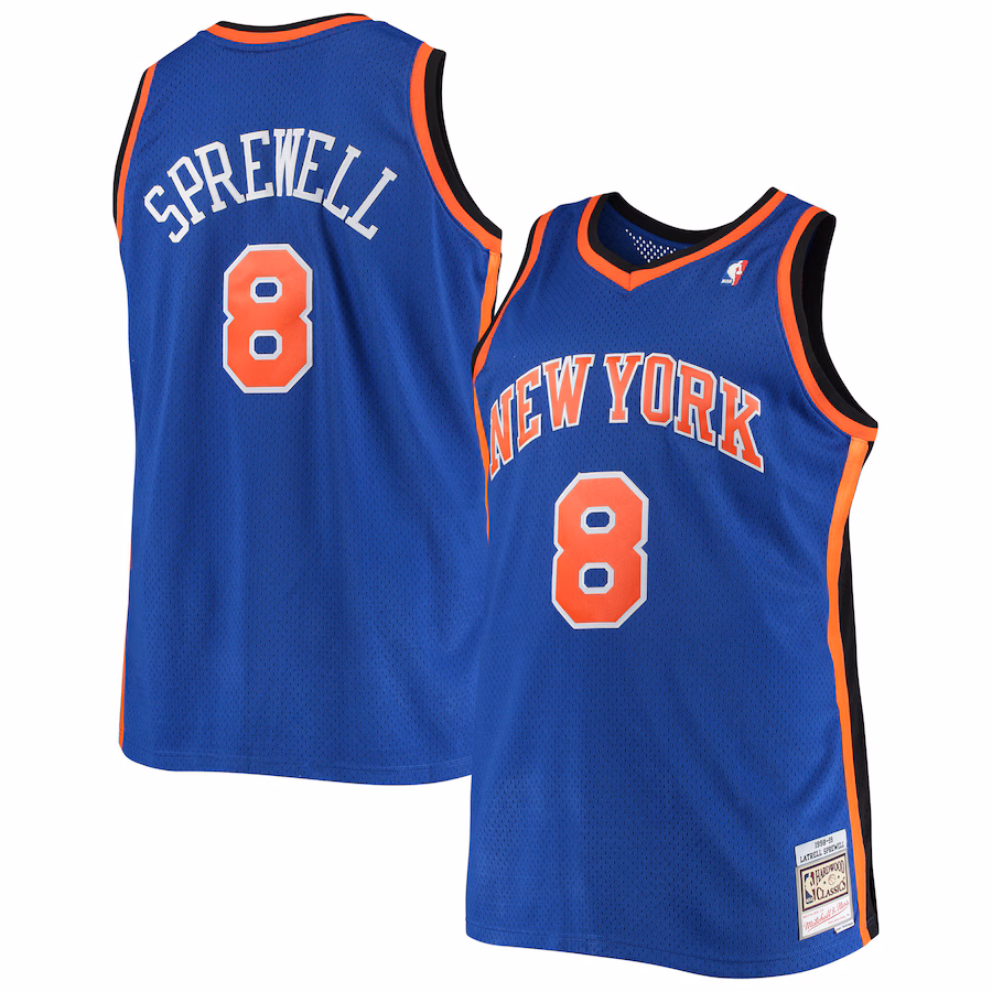 Men's New York Knicks Latrell Sprewell Mitchell & Ness Blue Big & Tall Hardwood Classics Jersey