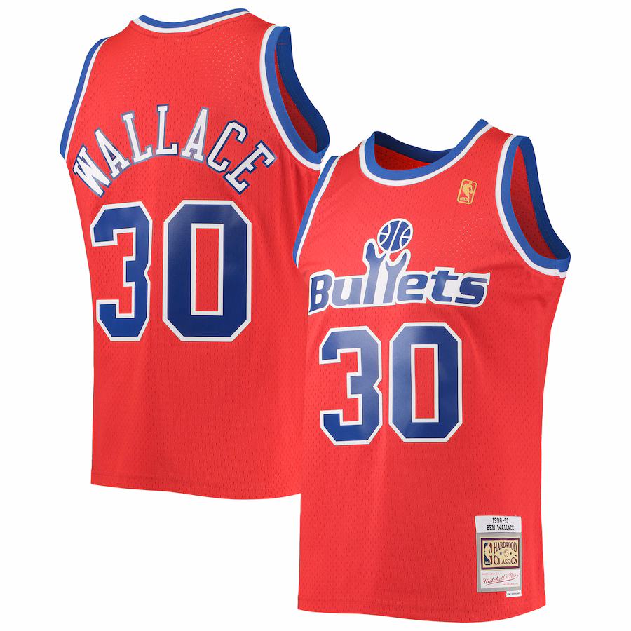Men's Washington Bullets Ben Wallace Mitchell & Ness Red 1996-97 Hardwood Classics Swingman Jersey