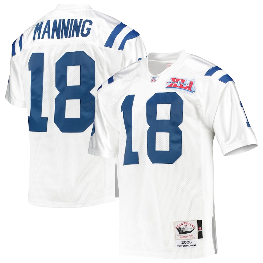 Mens Indianapolis Colts 2006 Peyton Manning White Authentic Throwback Retired Player Jersey