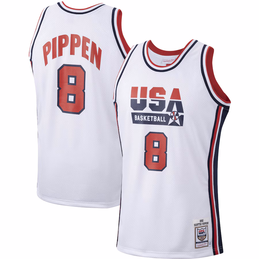Men's USA Basketball Scottie Pippen Mitchell & Ness White Authentic 1992 Jersey