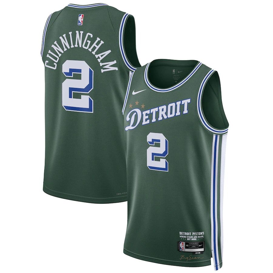 Unisex Detroit Pistons Cade Cunningham Nike Green 2022/23 Swingman Jersey - City Edition