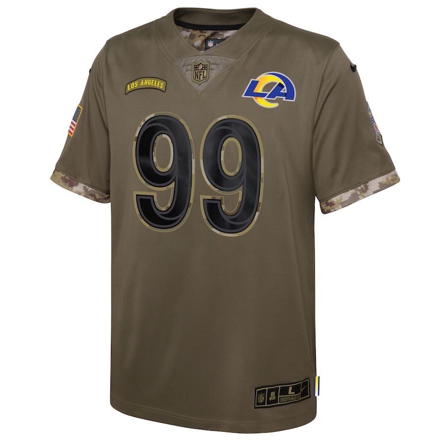 Youth Los Angeles Rams Aaron Donald Olive 2022 Salute To Service Player Limited Jersey