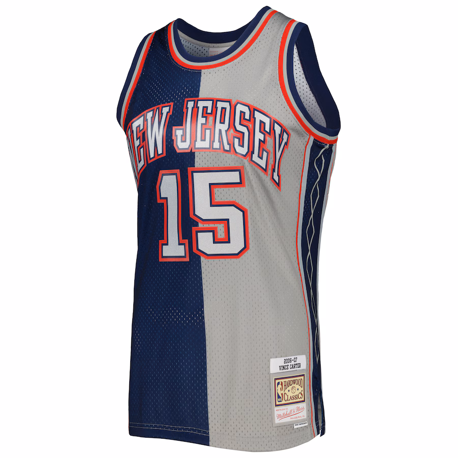 Men's New Jersey Nets Vince Carter Mitchell & Ness Navy/Gray Hardwood Classics 2006/07 Split Swingman Jersey