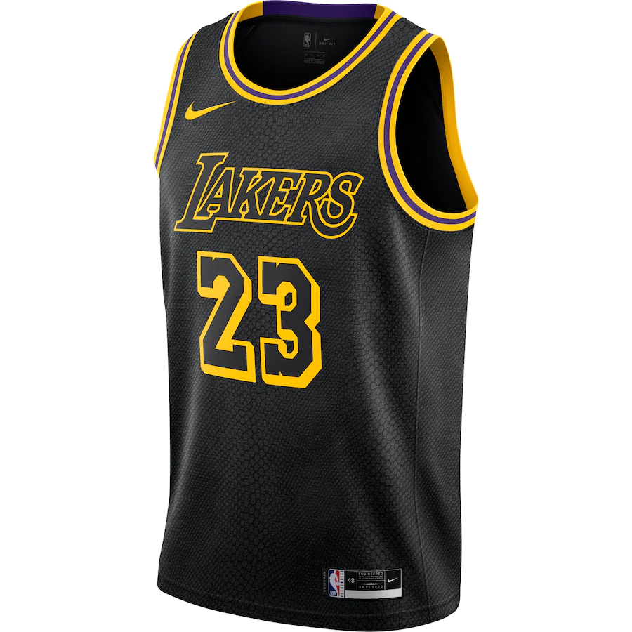 Men's Los Angeles Lakers LeBron James Nike Black City Edition Swingman Jersey