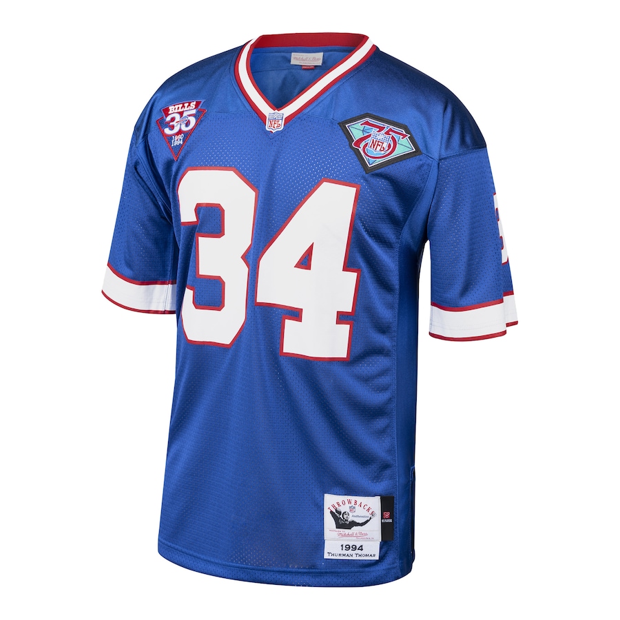 Mens Buffalo Bills 1985 Thurman Thomas Royal Authentic Throwback Retired Player Jersey