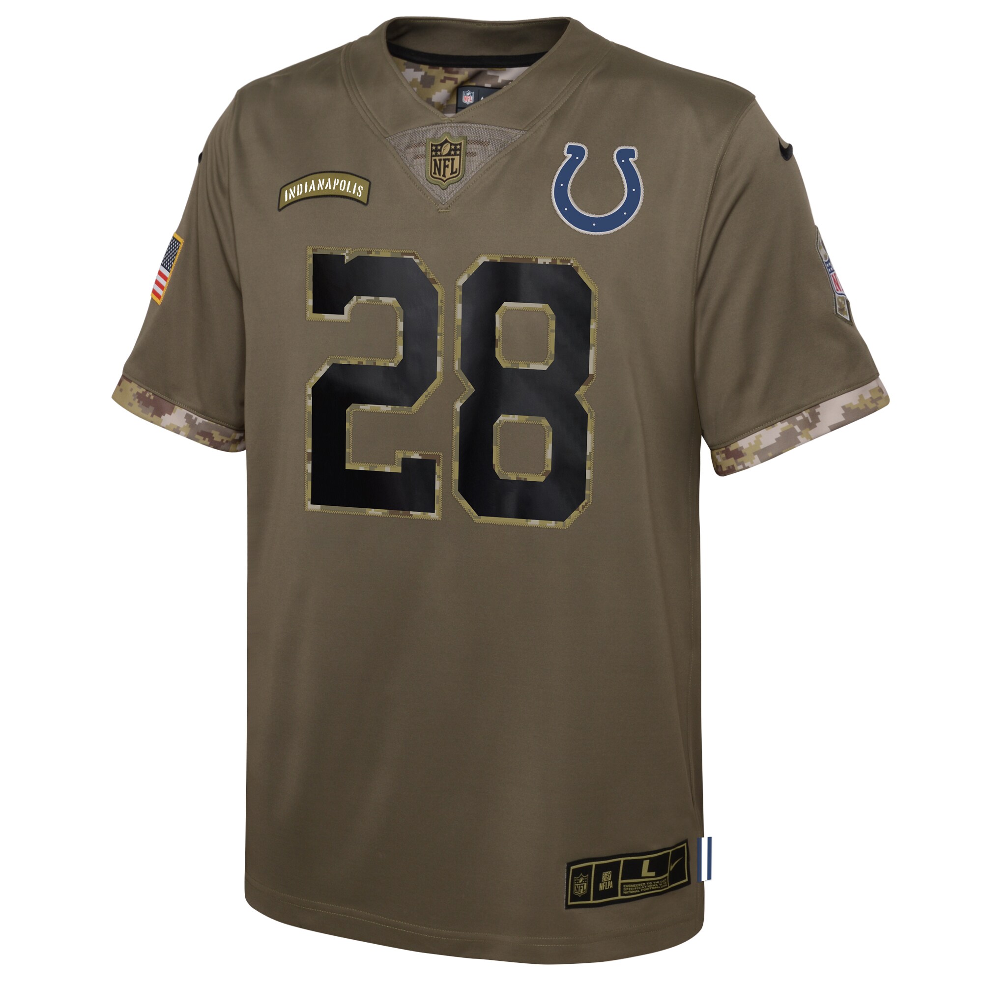 Jonathan Taylor Indianapolis Colts Youth 2022 Salute To Service Player Limited Jersey - Olive