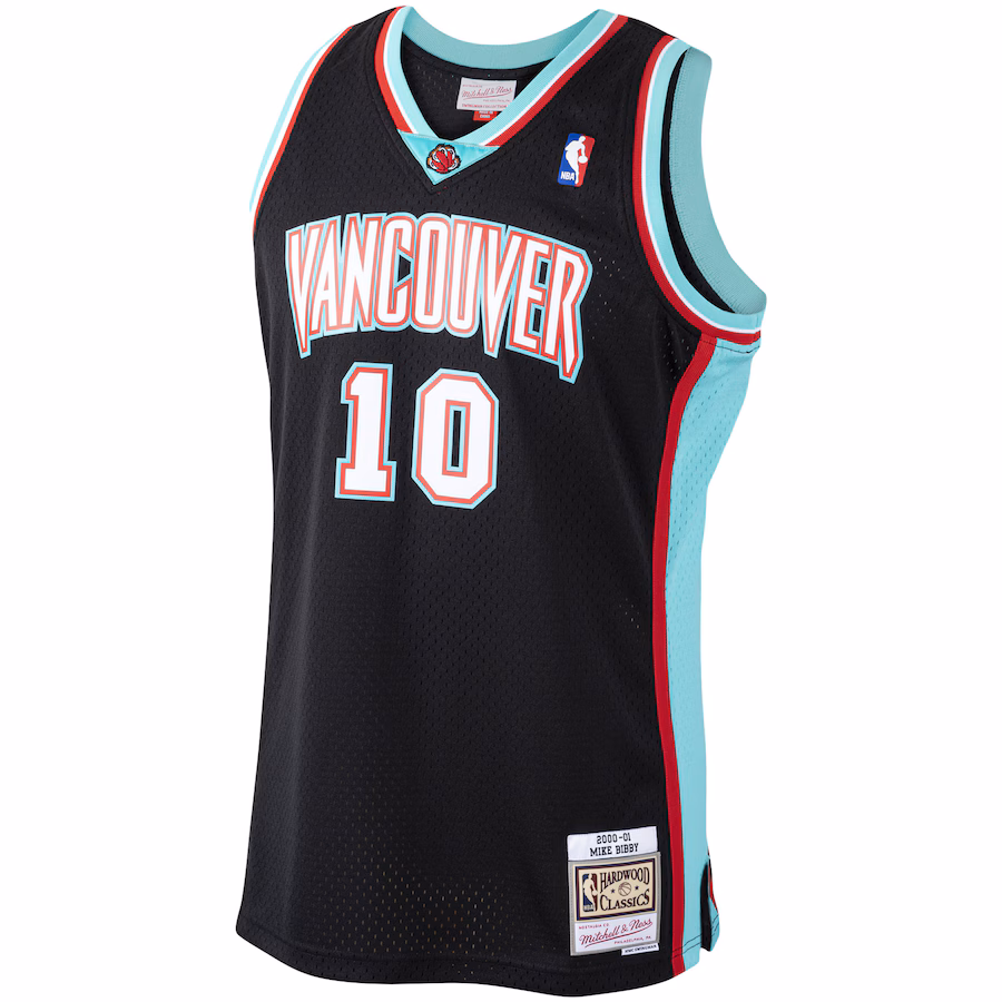 Men's Vancouver Grizzlies Mike Bibby Mitchell & Ness Black Hardwood Classics Swingman Jersey