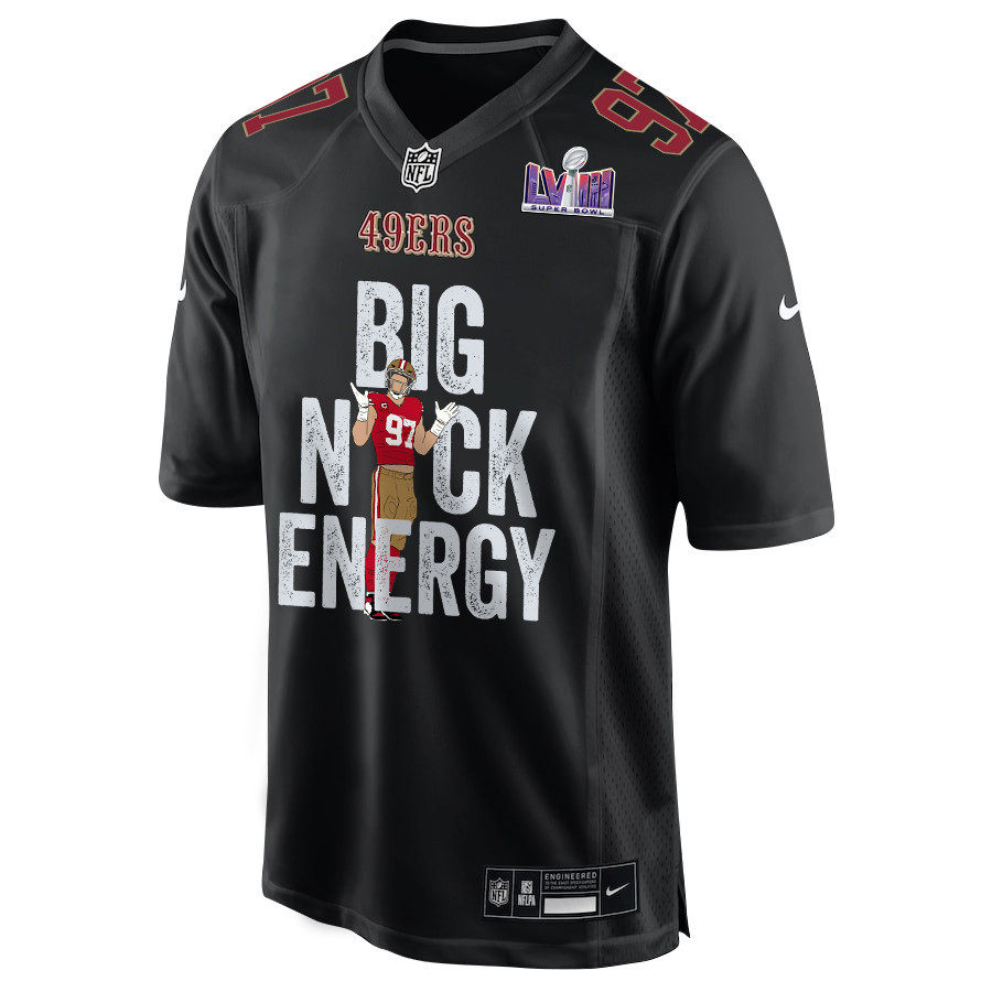 Nick Bosa 97 San Francisco 49ers Big Nick Energy Signed Fashion Game Men Jersey - Carbon Black