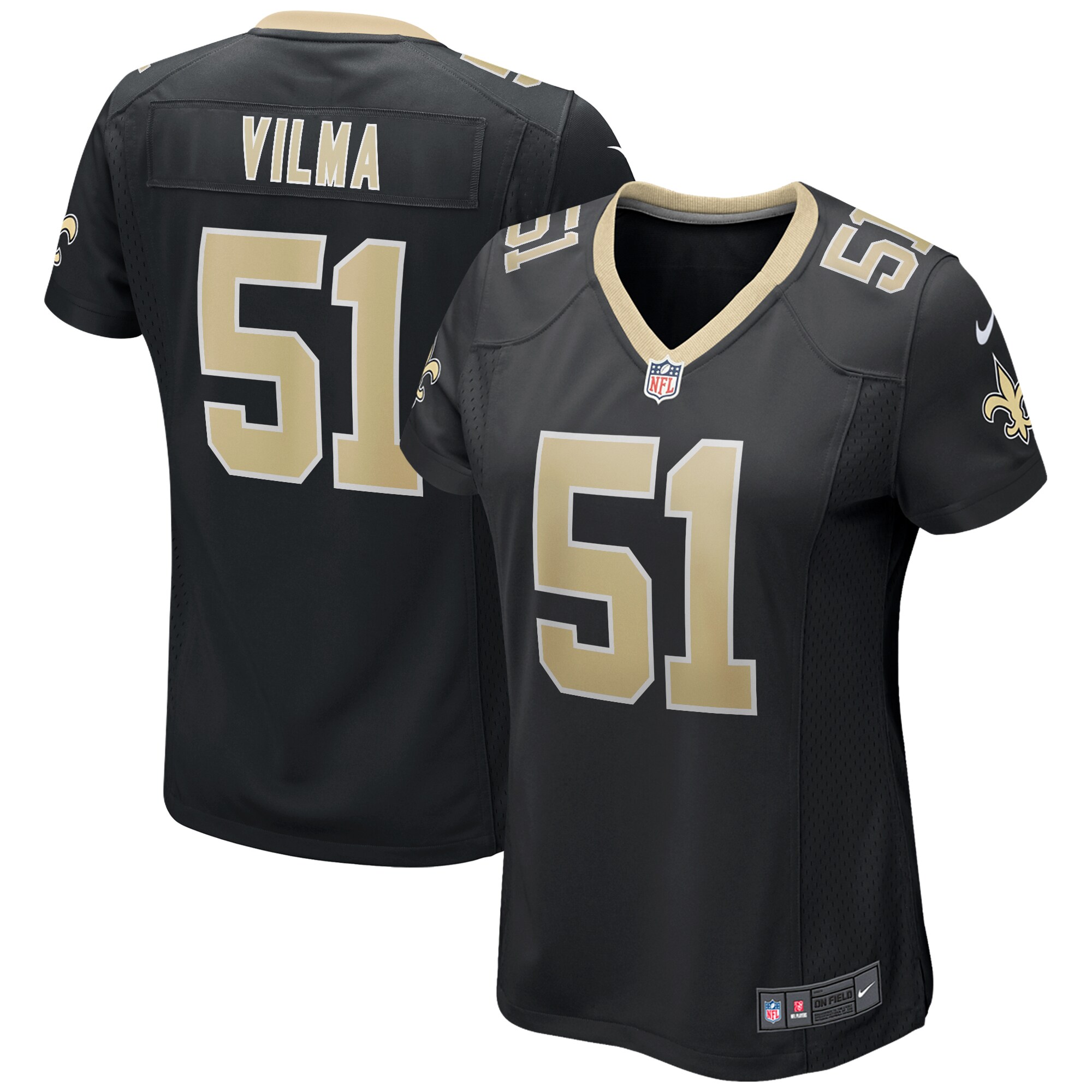 Jonathan Vilma New Orleans Saints Women's Game Retired Player Jersey - Black
