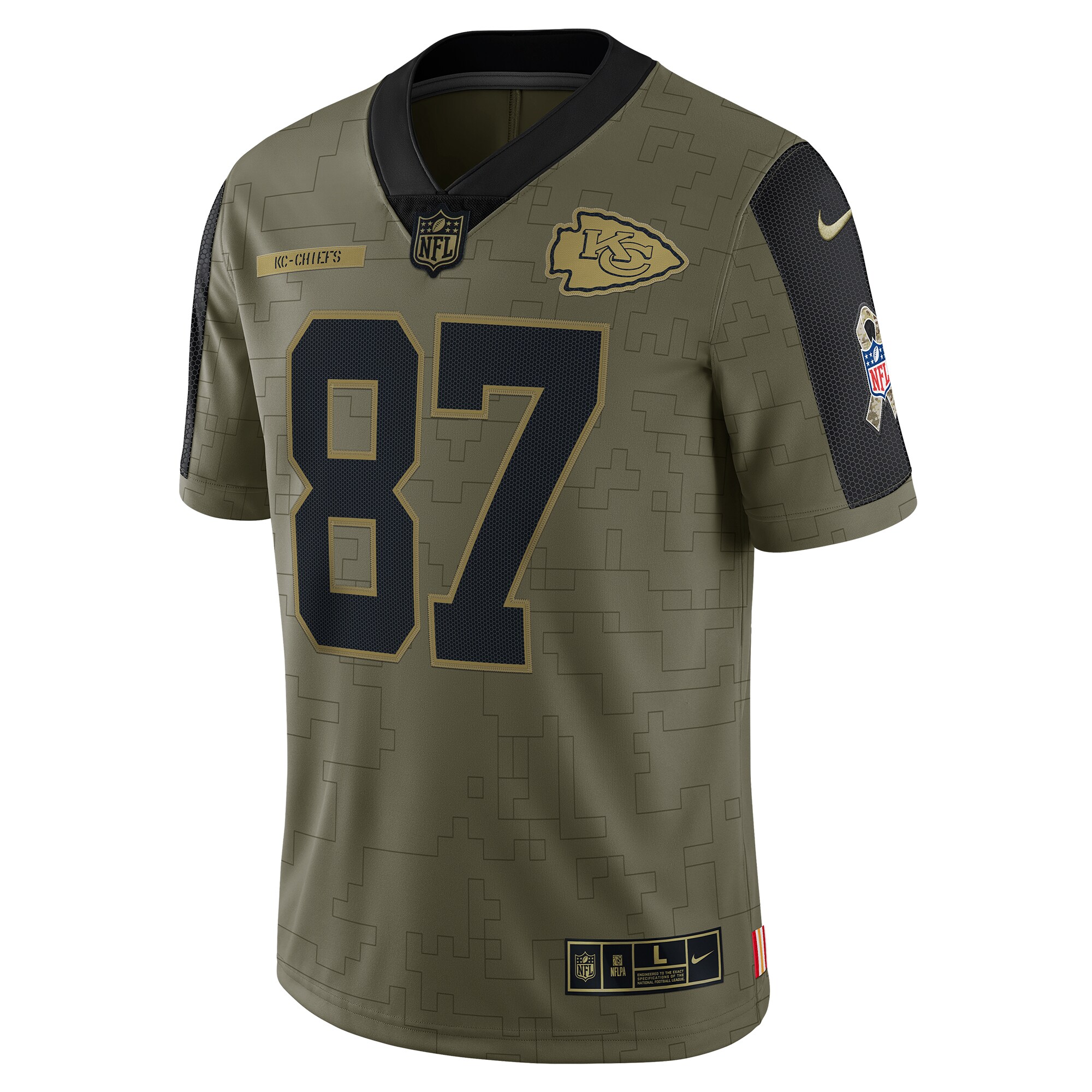 Travis Kelce Kansas City Chiefs 2021 Salute To Service Limited Player Jersey - Olive